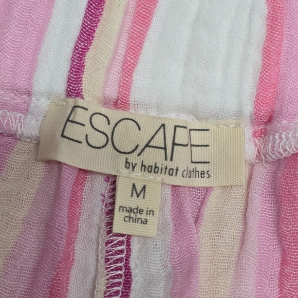 Escape by Habitat Pants Womens Medium Pink Striped Wide Leg Cropped‎ Gauzy Beach - Picture 5 of 14